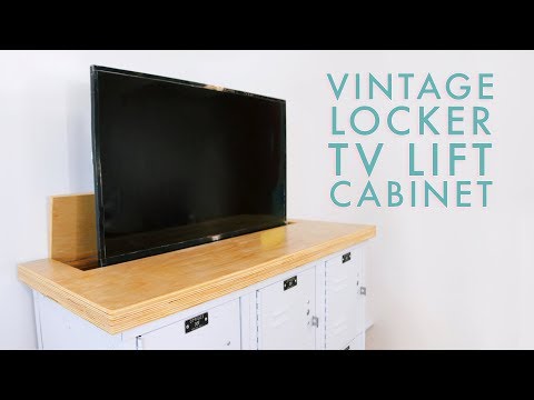 TV Lift Cabinet from Lockers | DIY Media Cabinet | Modern Builds