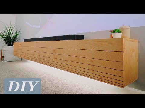 How To Build a Floating Media Console w/ Undermount LED’s | DIY Woodworking
