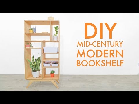 DIY Mid-Century Modern Plywood Bookcase / Shelf. FREE PLANS