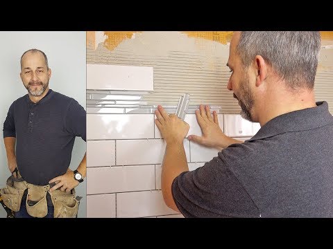 DIY Subway Tile Shower with Glass Mosaic