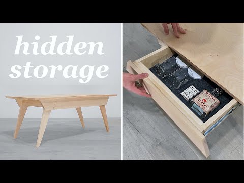 How to Build a Hidden Storage Coffee Table | Mid Century Modern DIY