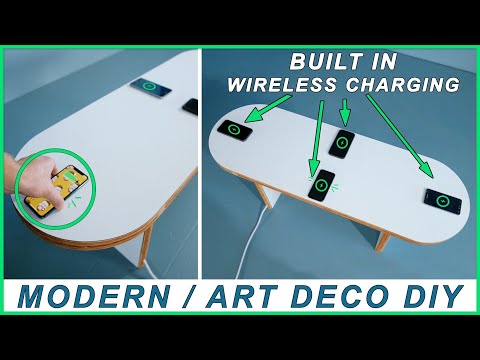 WIRELESS CHARGING COFFEE TABLE with 4 Pads | Modern Builds DIY | Free Woodworking Plans