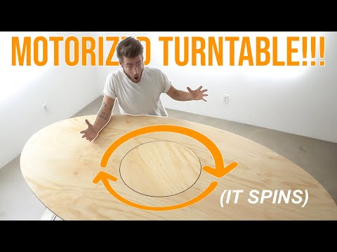 DIY OVAL DINING TABLE that SPINS!!!! BUILT–IN LAZY SUSAN
