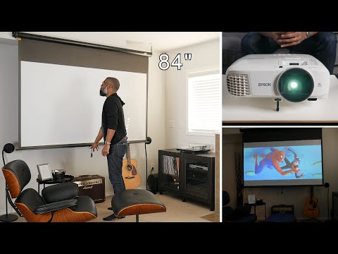 My DIY Epson Home Cinema Projector Setup Tour 2023 | How To Transform Your Living Room Home Theater