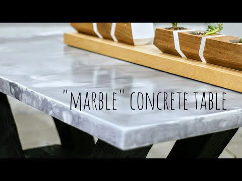 DIY “Marble” Concrete Table || w/ Shou Sugi Ban Base
