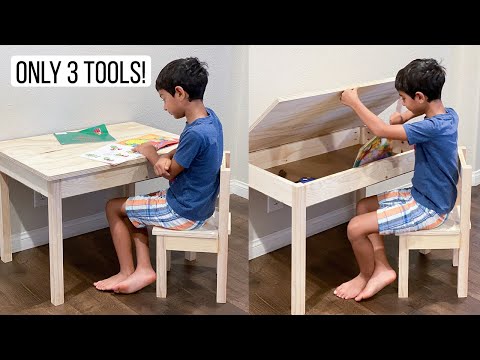 EASY DIY Kids Desk With Storage And Chair – Beginner-friendly 1-Day Project!