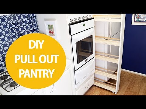 Even if you’re renting this DIY pull out kitchen storage cabinet will help you organize your kitchen