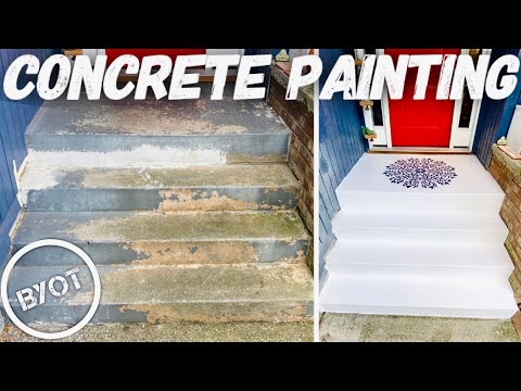 DIY FRONT STAIR TRANSFORMATION // How To Paint Concrete