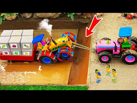 Diy tractor making mini Off-Road Wheel rescues Tractor stuck in mud | diy Watermelon Farm | HP Mini