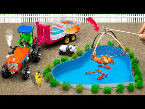 Diy How to catch many fish in the pond | Unique Fishing | Tractor is stuck in the mud | @Sunfarming