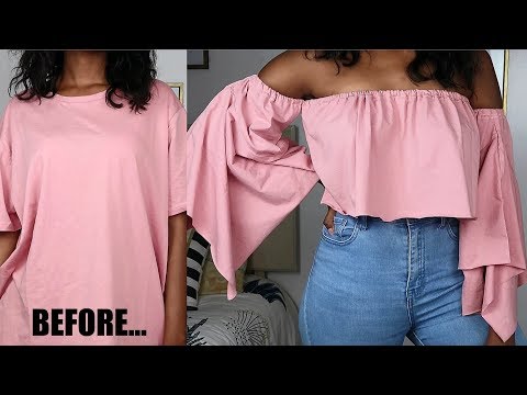 DIY Flared/Bell Sleeve Crop Top | T-Shirt Transformation