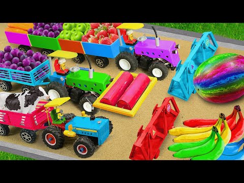 Diy tractor making bulldozer repair train railway | make roads to help farmers | DIY concrete mixer