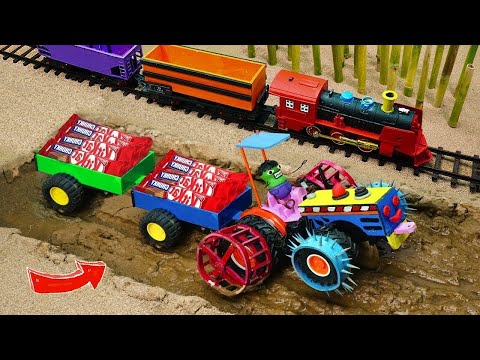 Diy tractor making bulldozer repair train railway | make roads to help farmers | DIY concrete mixer