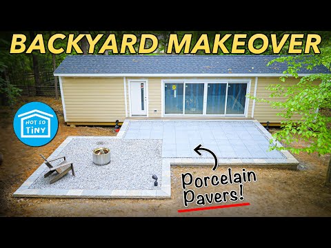 How to install PORCELAIN PAVERS // BACKYARD PATIO MAKEOVER DIY!