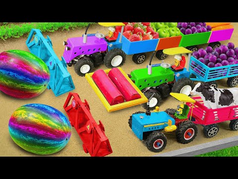 Diy tractor making bulldozer repair train railway | make roads to help farmers | DIY concrete mixer