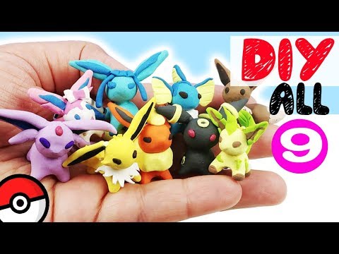 HOW TO MAKE ALL 9 EEVEELUTIONS POKEMON DIY craft polymer clay tutorial miniature