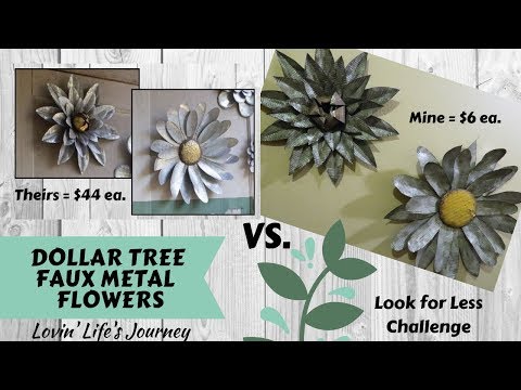 Dollar Tree DIY Faux Metal Flowers | Wall Decor | March Look for Less Challenge