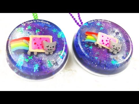 DIY NYAN CAT Galaxy Pendant Resin and Polymer Clay Tutorial – ADORABLE how to make a nyan cat craft