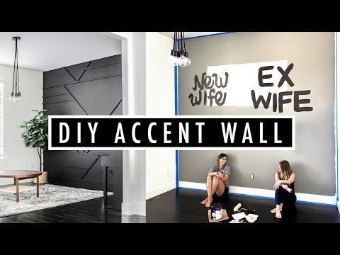 black accent wall diy | Geometric wood accent wall | Pinterest inspired accent wall