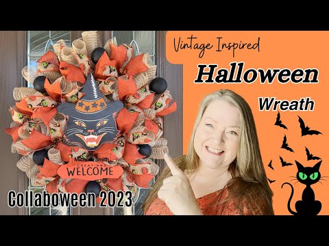 Vintage Inspired Halloween Wreath ~ How to Make a Halloween Wreath ~ Halloween DIY Collaboween 2023