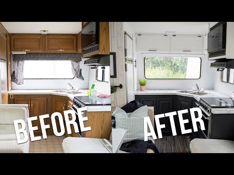 DIY Camper Kitchen Reveal | How to Paint Oak Cabinets in an RV | The DIY Mommy