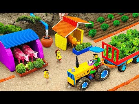 Top diy tractor making mini House for Cows | diy Cauliflower Farm Supply Food for Cows | HP Mini
