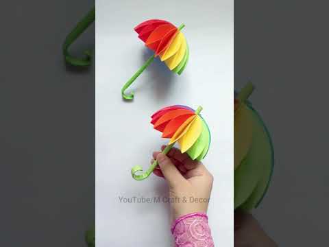How To Make Beautiful Umbrella With Color Paper | DIY Paper umbralla easy