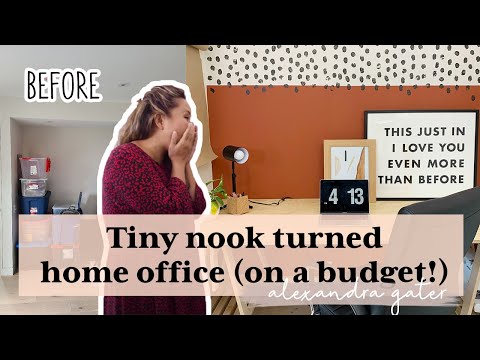 DIY Tiny Nook Turned Home Office Makeover | How to DIY a desk on a budget!