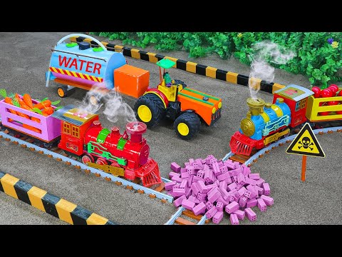 Diy tractor making bulldozer repair train railway | diy tractor is stuck in the mud 2