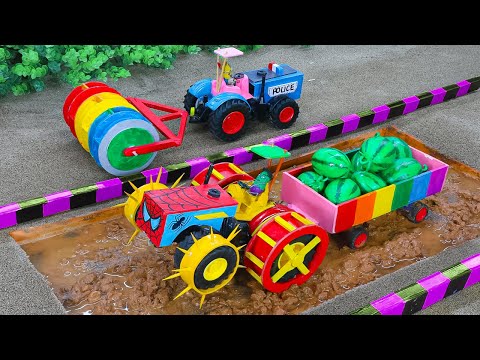 Diy tractor making bulldozer repair train railway | diy tractor is stuck in the mud 3