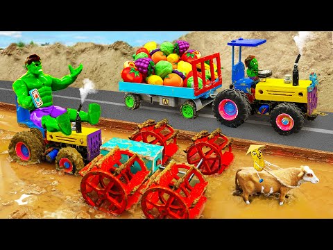 Diy tractor making bulldozer water pump supply water for cows | tractor transporting cows | HP Mini