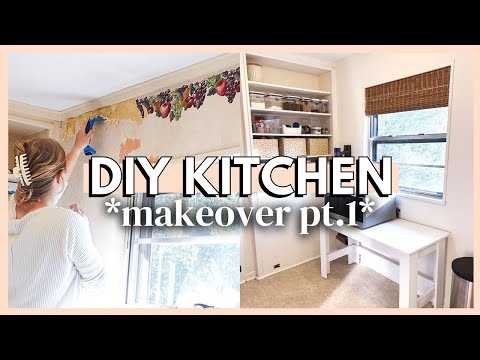 DIY KITCHEN MAKEOVER | removing old wallpaper, fixing damaged walls & *the BEST window shades*