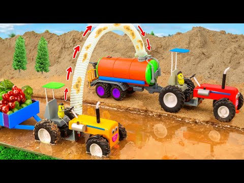 Diy tractor making mini bulldozer | DIY sugarcane juicer |Harvest sugarcane transport by heavy truck