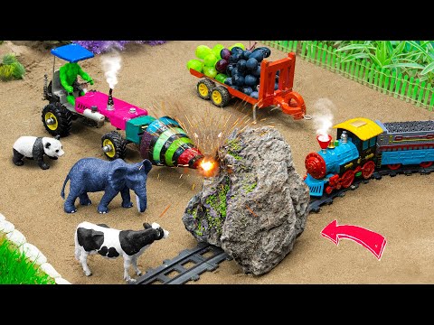DIY tractor making mini rock drill machine | Mini tractor heavy trolley stuck in mud | DIY