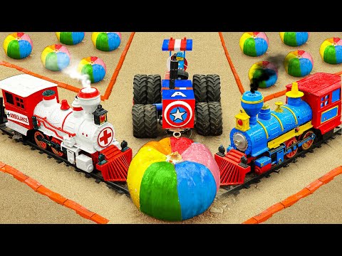 Diy tractor making Repair Ambulance Train Railway | Grow & Harvest Rainbow Pumpkin Farm | HP Mini