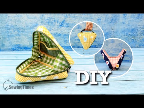 DIY Triangle Makeup Bag 💖 How to make a Cute Zipper Pouch