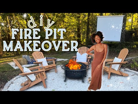DIY FIRE PIT MAKEOVER| Backyard Transformation, New Outdoor Furniture & Lighting + Fall Party!