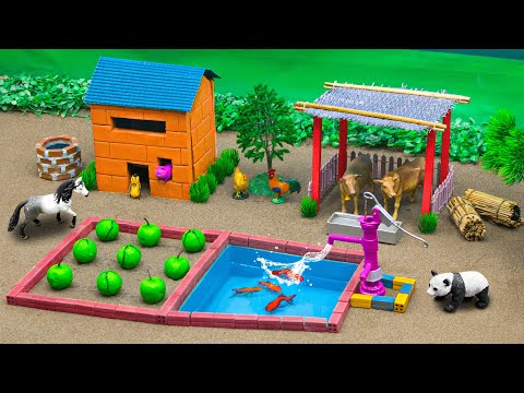 DIY Farm Diorama with mini HOUSE OF ANIMALS making | COWSHED – WOODWORKING | WATERMELON GARDEN #52
