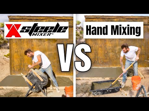 Is This HUMAN POWERED CONCRETE MIXER a GIMMICK or GENIUS?!?! Steele Mixer vs Hand Mixing Test.