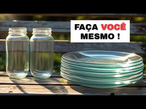 Ideia linda com POTES e PRATO DE VIDRO 💕 DIY com TECIDO