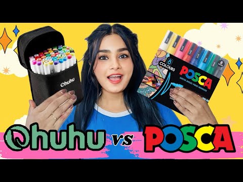 Posca VS Ohuhu Marker 😱 Back to School Supplies 😍 #crafteraditi #diy #backtoschool #challenge