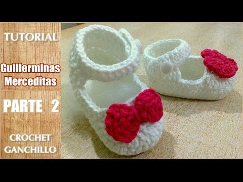 DIY Como tejer escarpines, merceditas, guillerminas a crochet, ganchillo (parte 2/2)