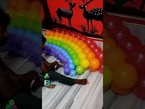 Rainbow 🌈 Backdrop | Balloon Decoration #balloon #decor #rainbow #viral #diy #making #birthday #grow