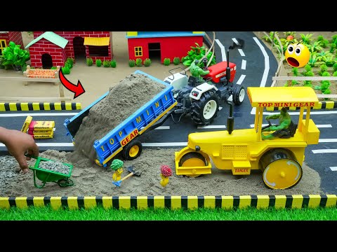 diy tractor mini road roller to making concrete road construction science project | @topminigear