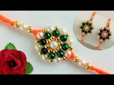 Diy easy rakhi making at home || How to make easy rakhi || Handmade rakhi || pearl rakhi making