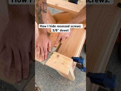 How I hide screws in wood: 3/8 dowel! #diy #woodworking #outdoorfurniture