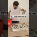 DIY Terrazzo w/ Broken Glass Bottles!! #diy #terrazzo #moderndesign #concrete #foryou