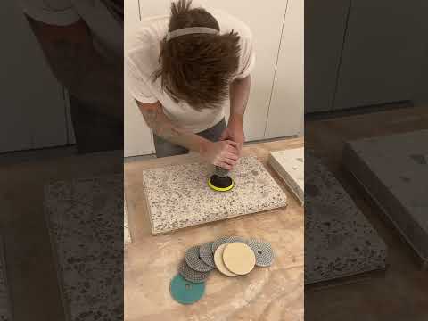 How to Make Custom #TERRAZZO with natural rocks and white concrete!! #concrete #concretedesign #diy