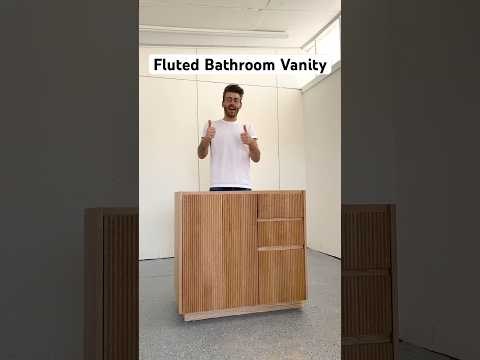 I built a Fluted Front bathroom vanity!! Full build video is linked 😁😁. #woodworking #wood #maker